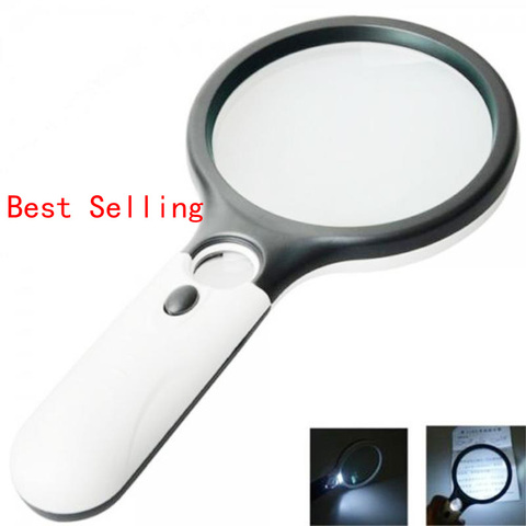 45X Handheld Reading Magnifying Glass Illuminated Magnifier Microscope Lens Jewelry Watch Loupe Magnifier With 3 LED ► Photo 1/6