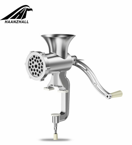 5#/10#/12#Manual Meat Grinder Mincer Silver Aluminum Alloy Hand Crank Meat Mincer Household Hand Grinder Sausage Stuffer Kitchen ► Photo 1/5