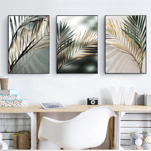 Nordic Wall Art Golden Palm Leaf Plant Canvas Painting Poster Print Botanical Scandinavian Decoration Picture Artwork Home Decor ► Photo 1/6