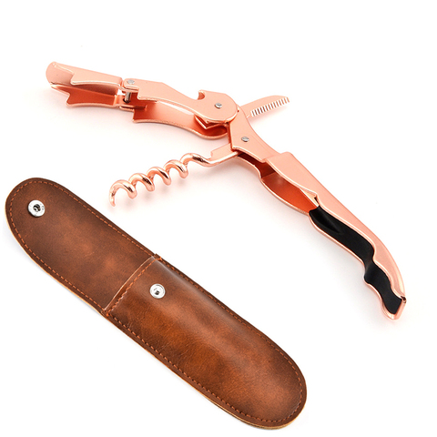 Double Hinged Corkscrew, Upgraded Heavy Duty Wine Opener with Foil Cutter and Bottle Opener Rose Gold ► Photo 1/6