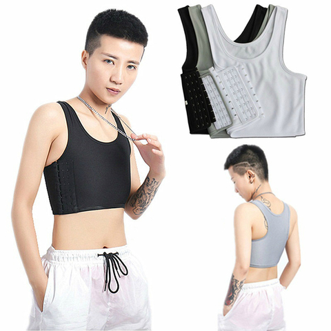 Casual Breathable Buckle Short Chest Breast Binder Vest Tops Chest Binder Underwear Tank Tops Bandage Breathable Side Hook ► Photo 1/6