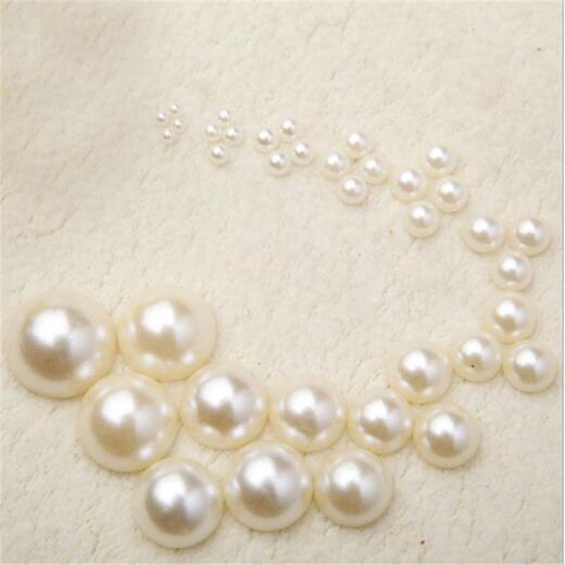 Off White Cream Half Round Flat back Pearls mix sizes 4 5 6 8 10 12mm-25mm  all ABS imitation fashion beads to DIY nail art