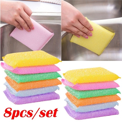 8pcs Cleaning Sponge Anti-microbial Kitchen Scourer Dishes Pan Pot Washing Cleaning Brushes Sponges Pads Household Items ► Photo 1/6