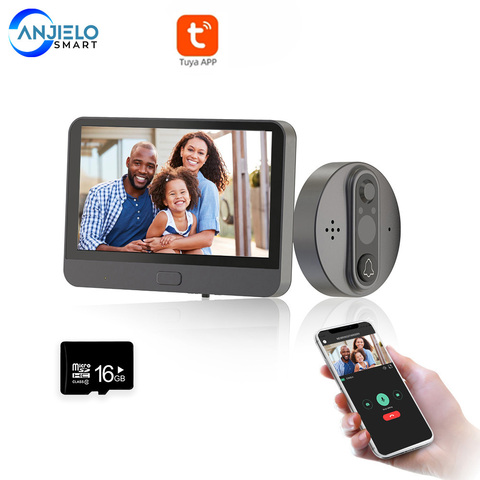AnjieloSmart  Wifi wireless Tuya Doorbell Viewer Peephole Camera Monitor for Home Security Monitor Detection APP Remote Control ► Photo 1/6