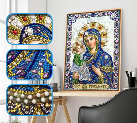 AZQSD Diamond Mosaic Partial Drill Special Shaped Icon Religion Diamond Painting Virgin Mary Rhinestone Embroidery With Diamonds ► Photo 1/6