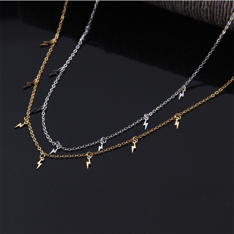 New stainless steel Women pendants Necklaces Jewelry Cross Lightning hexagram Choker Necklace Chain gold Girls Kpop Collares ► Photo 1/6
