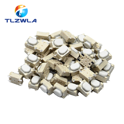 100pcs/lot Micro Button Tact Switch SMD 4Pin 3X4X2.5MM White Tactile Tact Push Button Micro Switch Momentary 3*4*2.5mm ► Photo 1/2