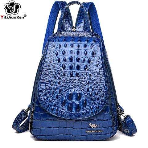 Luxury Crocodile Pattern Backpacks For Ladies Leather Backpack Women Shoulder Bag Large Capacity School Bags For Teenage Girl ► Photo 1/6