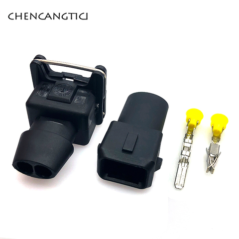 1 set 2 Pin AMP Tyco EFI Fuel Injector Connector Auto Waterproof Junior Power (mini timer)Plug With Sealed Rubber Boot For Cars ► Photo 1/6
