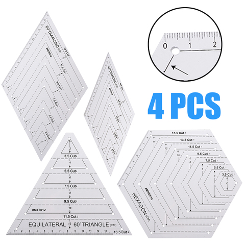 4pcs/set New Triangle Diamond Hexagon Quilting Ruler Stencil Set DIY Patchwork Craft For Quilting Paper Craftwork And Sewing ► Photo 1/6