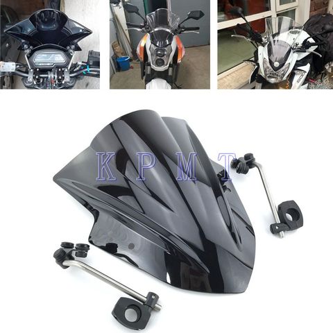 Motorcycle Windshield Windscreen With adjustable bracket Wind Screen For Yamaha MT125 FZ1 FZ6 FZ8 FZ8N XJ6 MT-01 MT03 MT09 MT07 ► Photo 1/6