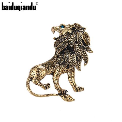 Baiduqiandu Brand New Arrival Antique Gold Color Lion Brooch Pins For Men Suit Dress Accessories ► Photo 1/5