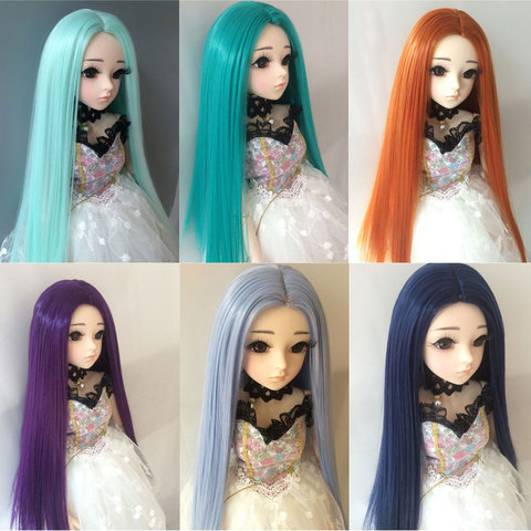 1/3 1/4 1/6 1/8 1/12 bjd sd doll long straight hair high temperature fiber hair blue doll wig multi-color doll accessories ► Photo 1/6