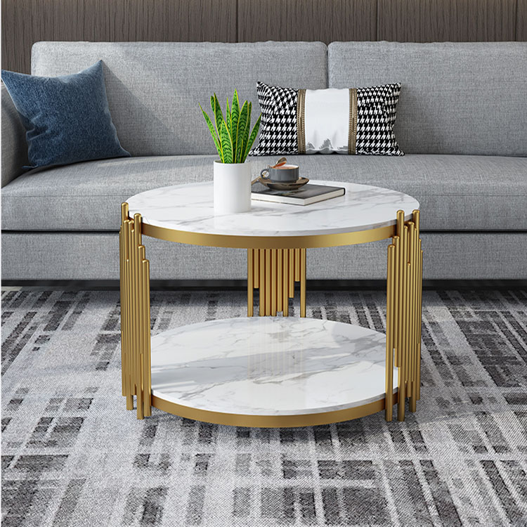Buy Online Luxury Round Coffee Table For Living Room Center Table Double Layer Table Top Marble Tempered Glass Optional Alitools