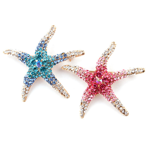 WYBU Newest Starfish Brooch Gifts For Women Bling Rhinestone Charm Brooch Hijab Pins Clothes Jewelry Pins Luxury Broche ► Photo 1/5