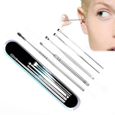 5pcs Professional Ear Cleaner Kit Stainless Steel Spiral Choose Ear Wax Health Stick Spoon Cure Clean Set Ear Care Removal Tools ► Photo 1/6