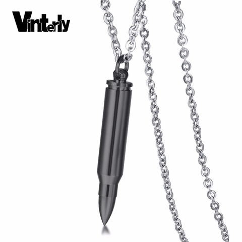 Vinterly Can Open Bullet Pendant for Men Necklace Stainless Steel Vintage Stylish Male Urns for Ashes Jewelry ► Photo 1/6