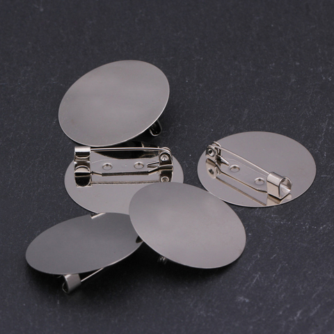 10pcs  Silver Round Blank Tray Flat Brooch Base Settings For DIY Jewelry Making Handmade 20mm / 25mm / 30mm Brooch Accessories ► Photo 1/6