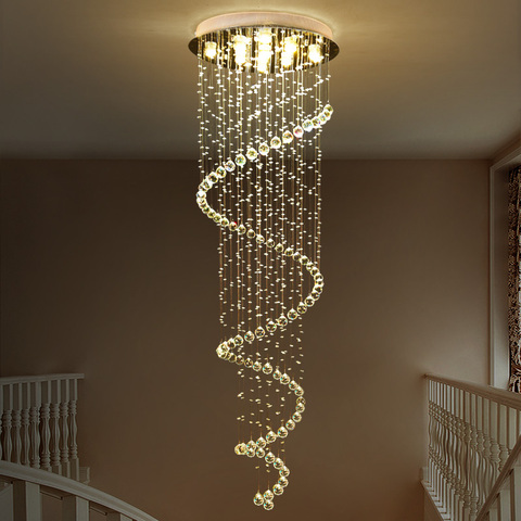 New Modern LED K9 Crystal Chandelier Villa Luxury Crystal Chandelier Double Staircase Lamp Living Room Lights ► Photo 1/6