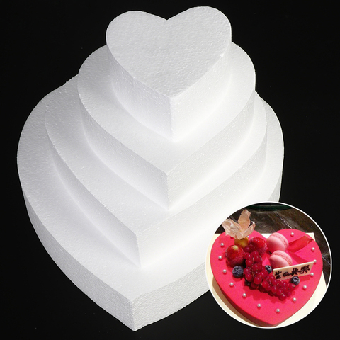 4/6/8/10 inch Heart Round Shape Practice Model Cake Foam Mold Sugarcraft Dummy Party Polystyrene Styrofoam For Kitchen Supplies ► Photo 1/6