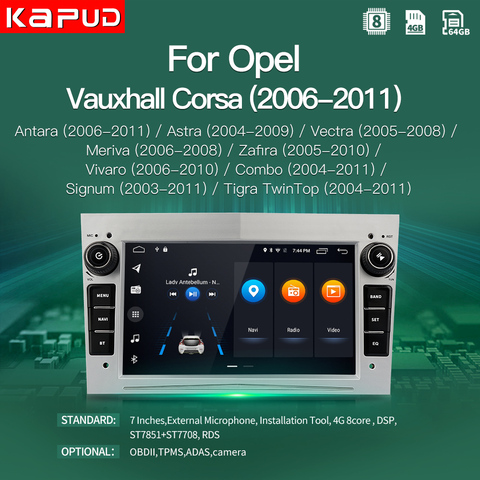 Kapud Android 10 For Opel GPS Multimedia Car Radio Video Player Navigation 7'' Astra Vectra Antara Zafira Corsa Combo Stereo DSP ► Photo 1/6