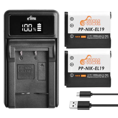 EN-EL19 EN EL19 NP-BJ1 Battery and LED USB Charger for Nikon Coolpix S2600 S2700 S3100 S3500 S4100 S4150 S4400 S5200 S6400 ► Photo 1/6