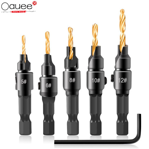 5pcs Countersink Drill Woodworking Drill Bit Set Drilling Pilot Holes For Screw Sizes #5 #6 #8 #10 #12 Drill Woodworking Tools ► Photo 1/6