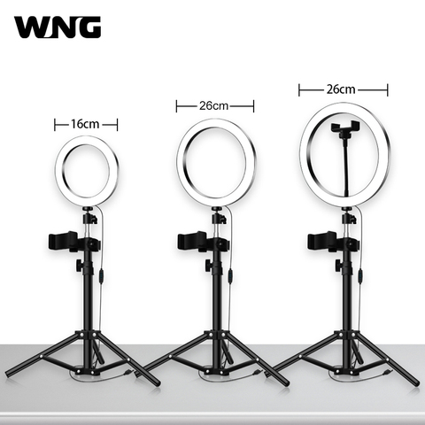 LED Ring Light 16/26cm 5600K Dimmable Selfie Ring Lamp Photographic Lighting With Tripod Phone Holder USB Plug for Live YouTube ► Photo 1/6