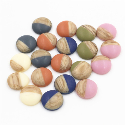 40pcs 12mm Mix Colors Wood grain Frosted imitation leather Style Flat back Resin Cabochons Fit 12mm Cameo Base Button ► Photo 1/6