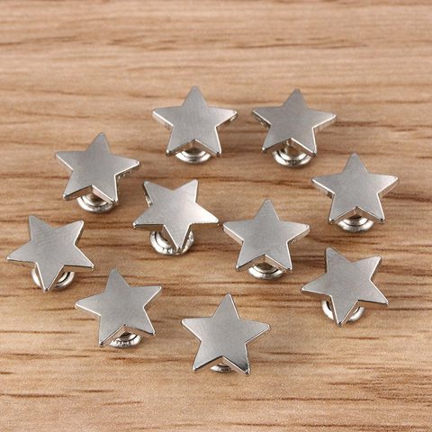 20pcs New Metal Stars Rivets DIY Clothing Bag Shoes Crafts Decor Supplies Garment Sewing Glass Drill Nail Button 9/12mm ► Photo 1/6