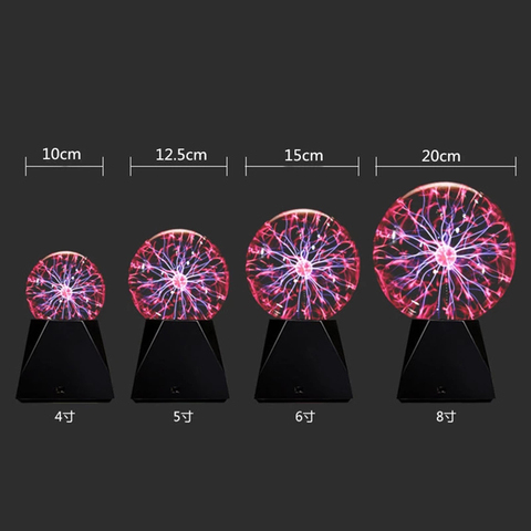 Novelty Magic Crystal Plasma Ball Touch Light 3 4 5 6 8 inch LED Night  Light Glass Plasma Ball Sphere Table Lights 