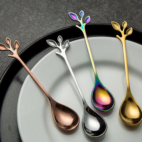 Creative Stainless Steel Coffee Spoon Teaspoon Dessert Snack Scoop Ice Cream Mini Spoons Tableware Coffee Scoops Dropshipping ► Photo 1/6