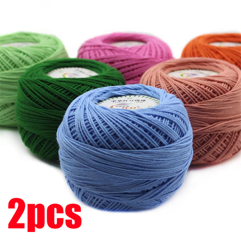 2pcs Lace Yarn 100% Cotton Yarn for Crocheting Fine Combed Yarn Using 2.5mm Crochet ► Photo 1/6
