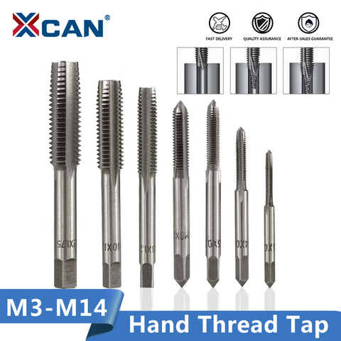 XCAN 1pc M3/M4/M5/M6/M7/M8/M10/M12/M14 Right Hand Thread Tap HSS Metric Hand Tap Straight Flute Screw Thread Tap Drill Bit ► Photo 1/6