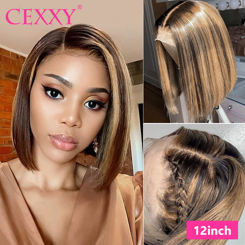 Highlight Ombre Hair Wig Straight Lace Front Wig 13*4 Short Bob Wigs For  Black Women Remy Hair Blonde Highlight Human Hair Wigs - Price history &  Review | AliExpress Seller - CEXXY
