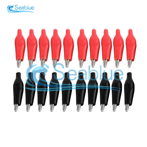 20Pcs/lot 28MM Metal Alligator Clip Crocodile Electrical Clamp Testing Probe Meter Black Red With Plastic Boot Car Auto Battery ► Photo 1/6