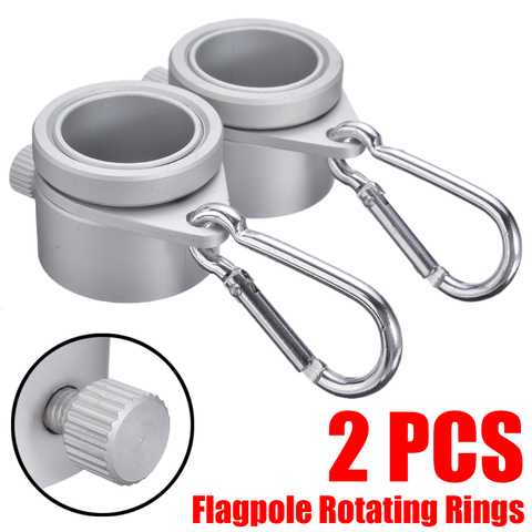 2pcs/lot New Aluminium Alloy Flag Pole Flagpole Rotating Rings Clip Anti Wrap Grommet Mounting Rings Kit Silver ► Photo 1/6