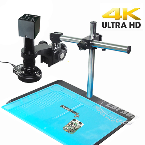 4K /1080P 8MP 60FPS Ultra HDMI USB Sony Sensor C-Mount Digital Industry Microscope Set Video Camera Lens 144 LED Ring Light ► Photo 1/6