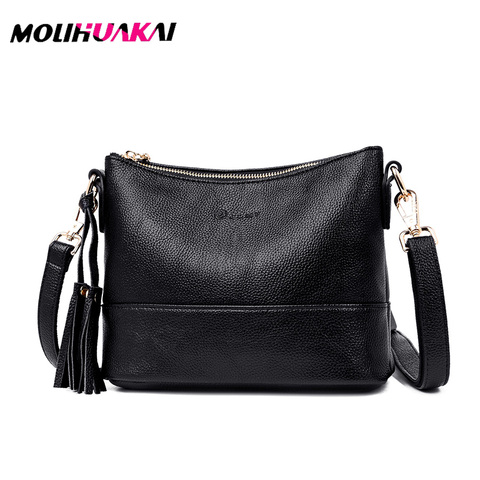 2022 Summer Women Shoulder Bags High Quality Leather Solid Color Messenger Bag With Tassel Decoration Double Shoulder Strap ► Photo 1/6