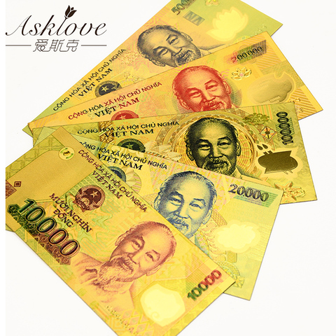 10pcs Vietnam 500000 VND Gold Banknotes 24K Gold Foil Fake Paper Money for Collection Souvenir VND Banknote Sample Fake money ► Photo 1/6