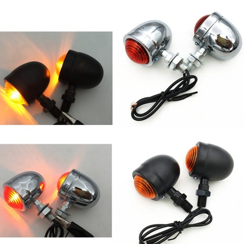 1 Pair Universal Motorcycle AMBER & Black Mini Bullet LED Turn Signals Brake Running Lights Turn Signals Indicators Hot ► Photo 1/6