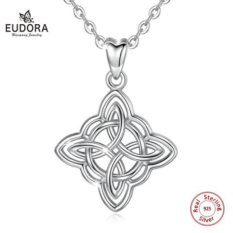 Eudora Sterling Silver Good Luck Irish Celtic Knot Pendant necklace with gift box fashion women Jewelry Silver Knot charm CYD200 ► Photo 1/6