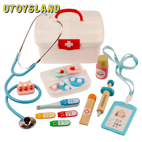 16Pcs Children Pretend Play Doctor Toys Kids Wooden Medical Kit Simulation Medicine Chest Set for Kids Interest Development Kits ► Photo 1/6