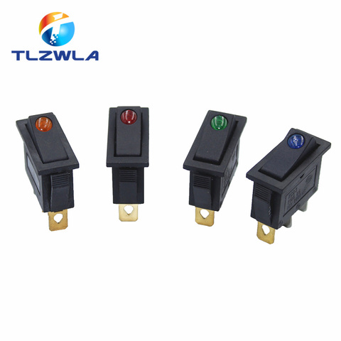 1pcs KCD3 Black Rocker Switch ON OFF 3Pin Latching 16A 250VAC With Dot LED For Motor Car Auto Switch Red Blue Green Yellow Light ► Photo 1/6