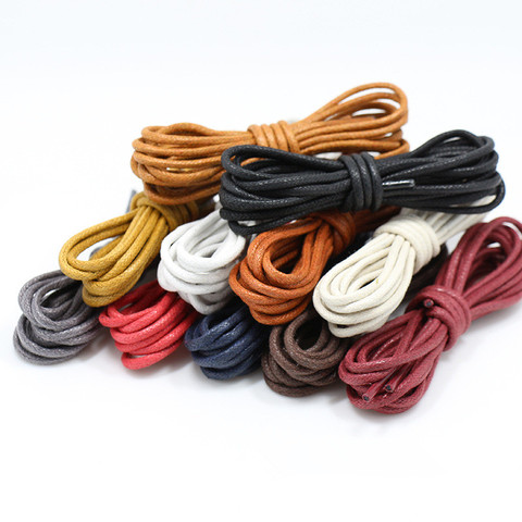 Women Men Shoelaces Waterproof Leather Boot Shoe Laces Round Shape Fine Rope Black Red Blue gray Brown Shoelaces ► Photo 1/6