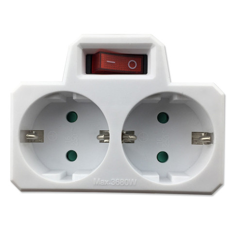 Conversion Plug Socket with Switch High Quality 16A/250V Maximum Power 3680W EU Standard Plug ► Photo 1/3