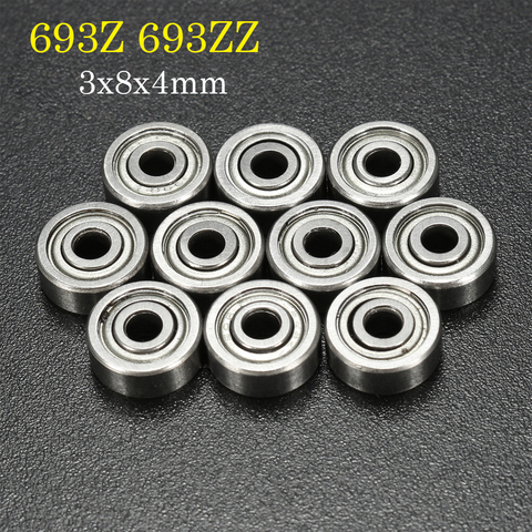 10PCS/Set 693ZZ Ball Bearings 3*8*4mm Double Shielded Metal Steel Miniature Bearing Kit 693Z 693ZZ Miniature Ball Bearings ► Photo 1/6