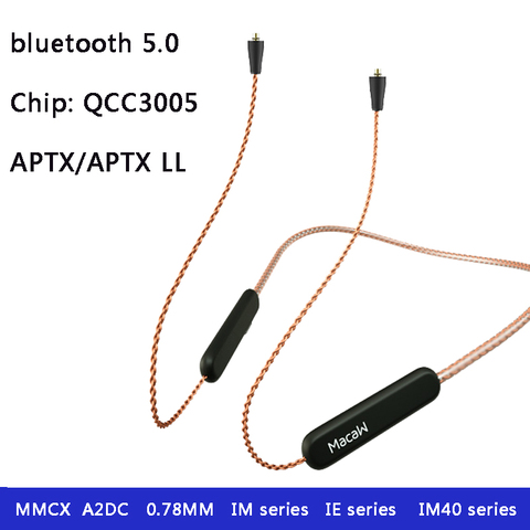 Macaw TE10-60X 8 Core Apt-x ll Bluetooth 5.0 Earphone 2pin 0.78 MMCX A2dc Aptx Replacement Cable For Shure Se215 ie80 with mic ► Photo 1/6