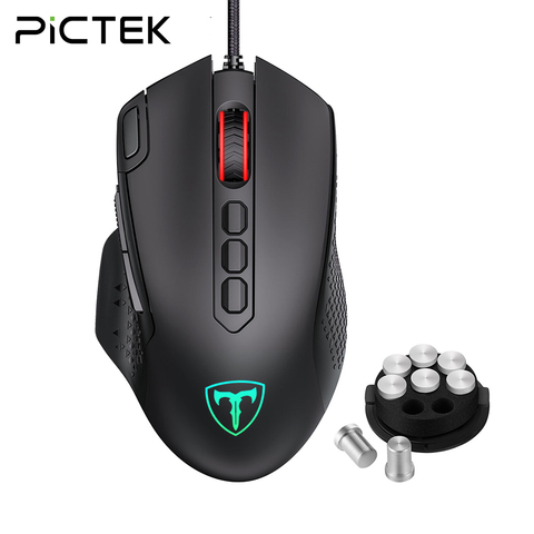 PICTEK PC257 Gaming Mouse Wired 12000 DPI Ergonomic Mouse USB With RGB Backlit 10 Programmable Buttons For Computer Gamer Mice ► Photo 1/6