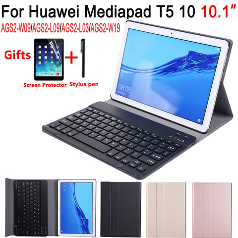 Bluetooth Keyboard Case for Huawei Mediapad T5 10 10.1 AGS2-L09 AGS2-W09 AGS2-L03 Case Cover English Spanish Russian Keyboard ► Photo 1/6